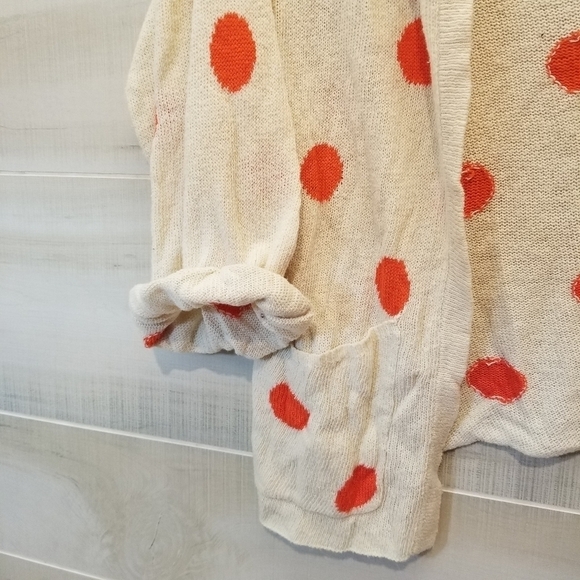 {XS} Wildfox White Label Oversized Orange Polka Dot Cream Cardigan - Picture 3 of 8